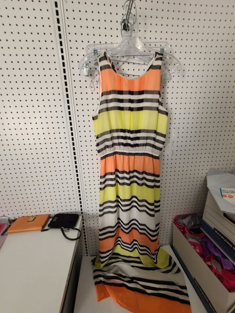 Cremeux Striped Multicolor Maxi Dress XS Polyester Sleeveless